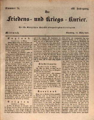 Der Friedens- u. Kriegs-Kurier (Nürnberger Friedens- und Kriegs-Kurier) Mittwoch 11. März 1840