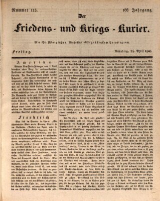 Der Friedens- u. Kriegs-Kurier (Nürnberger Friedens- und Kriegs-Kurier) Freitag 24. April 1840