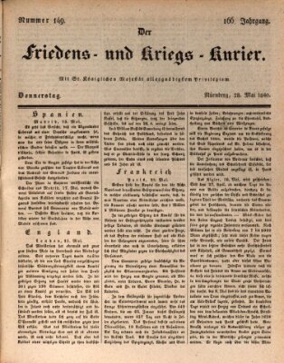 Der Friedens- u. Kriegs-Kurier (Nürnberger Friedens- und Kriegs-Kurier) Donnerstag 28. Mai 1840
