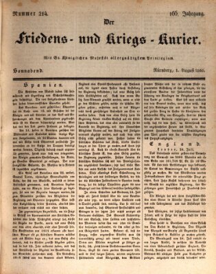 Der Friedens- u. Kriegs-Kurier (Nürnberger Friedens- und Kriegs-Kurier) Samstag 1. August 1840