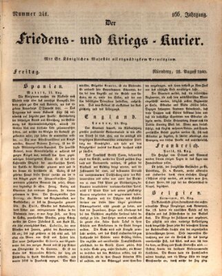 Der Friedens- u. Kriegs-Kurier (Nürnberger Friedens- und Kriegs-Kurier) Freitag 28. August 1840