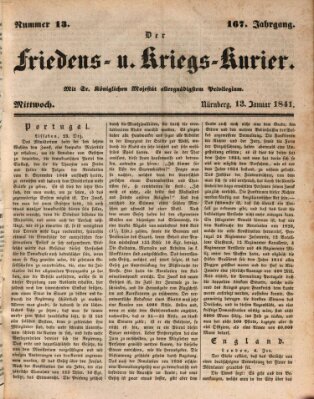 Der Friedens- u. Kriegs-Kurier (Nürnberger Friedens- und Kriegs-Kurier) Mittwoch 13. Januar 1841