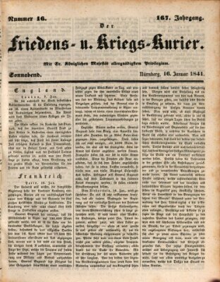 Der Friedens- u. Kriegs-Kurier (Nürnberger Friedens- und Kriegs-Kurier) Samstag 16. Januar 1841