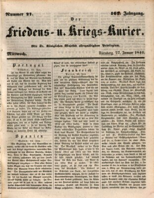 Der Friedens- u. Kriegs-Kurier (Nürnberger Friedens- und Kriegs-Kurier) Mittwoch 27. Januar 1841