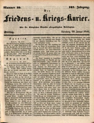 Der Friedens- u. Kriegs-Kurier (Nürnberger Friedens- und Kriegs-Kurier) Freitag 29. Januar 1841