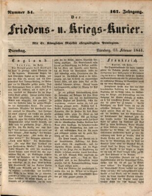 Der Friedens- u. Kriegs-Kurier (Nürnberger Friedens- und Kriegs-Kurier) Dienstag 23. Februar 1841