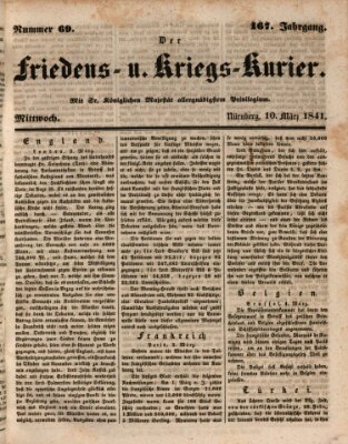 Der Friedens- u. Kriegs-Kurier (Nürnberger Friedens- und Kriegs-Kurier) Mittwoch 10. März 1841