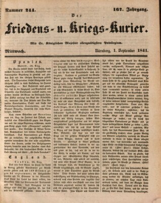 Der Friedens- u. Kriegs-Kurier (Nürnberger Friedens- und Kriegs-Kurier) Mittwoch 1. September 1841