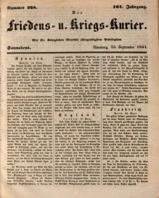 Der Friedens- u. Kriegs-Kurier (Nürnberger Friedens- und Kriegs-Kurier) Samstag 25. September 1841