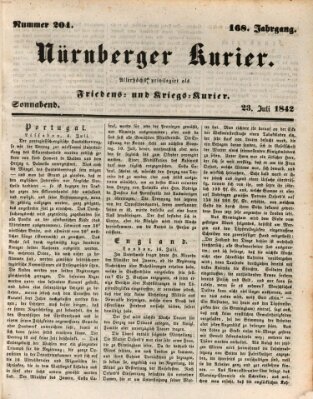Nürnberger Kurier (Nürnberger Friedens- und Kriegs-Kurier) Samstag 23. Juli 1842