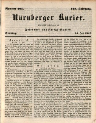 Nürnberger Kurier (Nürnberger Friedens- und Kriegs-Kurier) Sonntag 24. Juli 1842