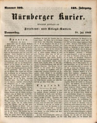 Nürnberger Kurier (Nürnberger Friedens- und Kriegs-Kurier) Donnerstag 28. Juli 1842