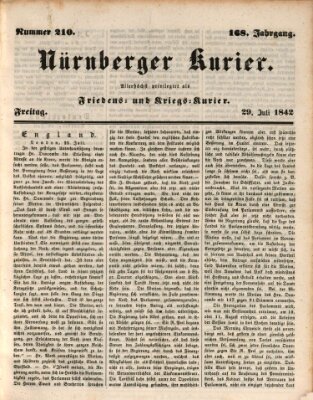 Nürnberger Kurier (Nürnberger Friedens- und Kriegs-Kurier) Freitag 29. Juli 1842