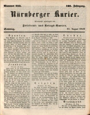 Nürnberger Kurier (Nürnberger Friedens- und Kriegs-Kurier) Sonntag 21. August 1842