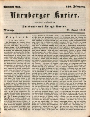 Nürnberger Kurier (Nürnberger Friedens- und Kriegs-Kurier) Montag 22. August 1842