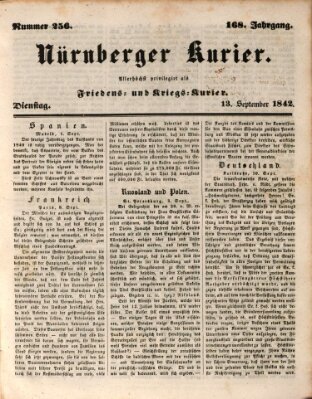 Nürnberger Kurier (Nürnberger Friedens- und Kriegs-Kurier) Dienstag 13. September 1842