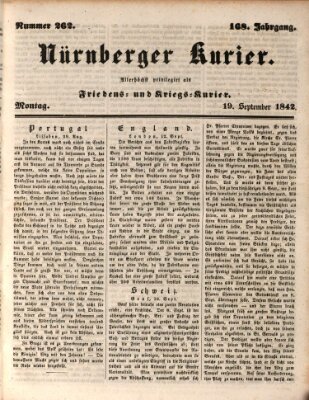 Nürnberger Kurier (Nürnberger Friedens- und Kriegs-Kurier) Montag 19. September 1842