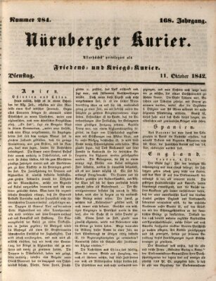 Nürnberger Kurier (Nürnberger Friedens- und Kriegs-Kurier) Dienstag 11. Oktober 1842