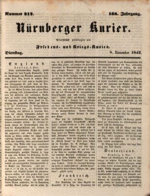 Nürnberger Kurier (Nürnberger Friedens- und Kriegs-Kurier) Dienstag 8. November 1842