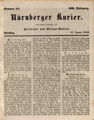 Nürnberger Kurier (Nürnberger Friedens- und Kriegs-Kurier) Dienstag 17. Januar 1843