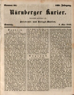 Nürnberger Kurier (Nürnberger Friedens- und Kriegs-Kurier) Sonntag 5. März 1843