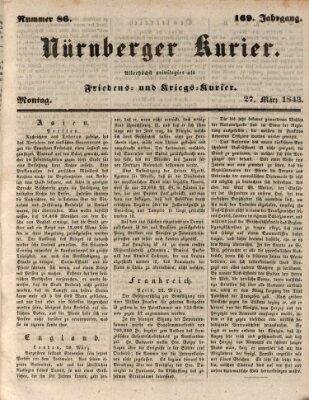 Nürnberger Kurier (Nürnberger Friedens- und Kriegs-Kurier) Montag 27. März 1843