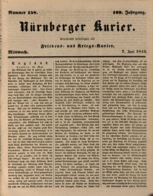 Nürnberger Kurier (Nürnberger Friedens- und Kriegs-Kurier) Mittwoch 7. Juni 1843
