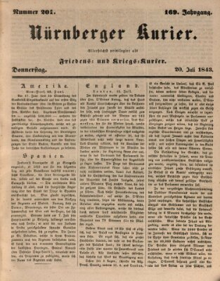 Nürnberger Kurier (Nürnberger Friedens- und Kriegs-Kurier) Donnerstag 20. Juli 1843