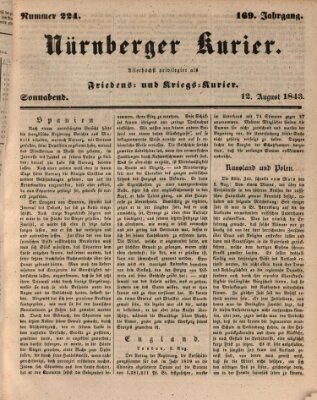 Nürnberger Kurier (Nürnberger Friedens- und Kriegs-Kurier) Samstag 12. August 1843