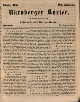 Nürnberger Kurier (Nürnberger Friedens- und Kriegs-Kurier) Mittwoch 23. August 1843