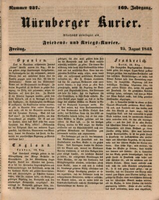 Nürnberger Kurier (Nürnberger Friedens- und Kriegs-Kurier) Freitag 25. August 1843