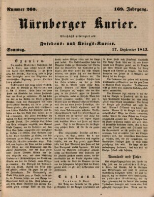 Nürnberger Kurier (Nürnberger Friedens- und Kriegs-Kurier) Sonntag 17. September 1843