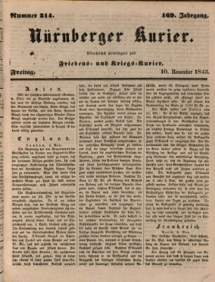 Nürnberger Kurier (Nürnberger Friedens- und Kriegs-Kurier) Freitag 10. November 1843
