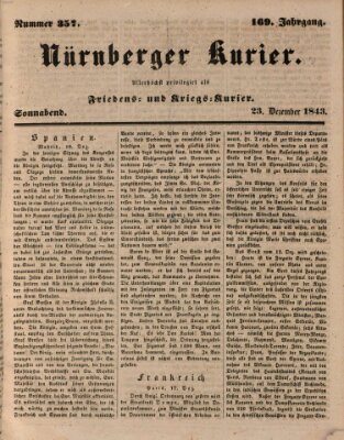 Nürnberger Kurier (Nürnberger Friedens- und Kriegs-Kurier) Samstag 23. Dezember 1843