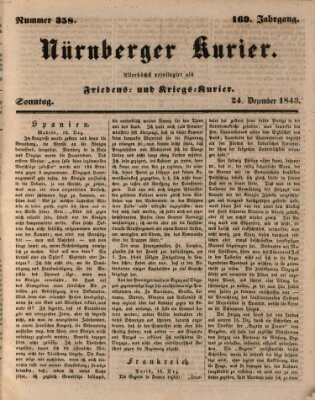 Nürnberger Kurier (Nürnberger Friedens- und Kriegs-Kurier) Sonntag 24. Dezember 1843