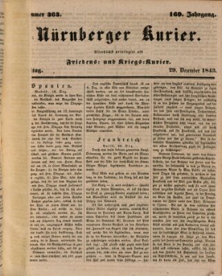 Nürnberger Kurier (Nürnberger Friedens- und Kriegs-Kurier) Freitag 29. Dezember 1843