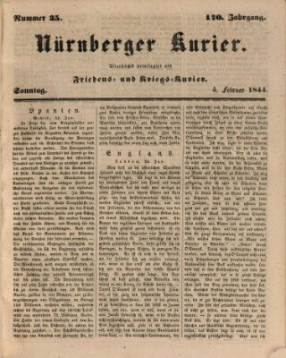 Nürnberger Kurier (Nürnberger Friedens- und Kriegs-Kurier) Sonntag 4. Februar 1844