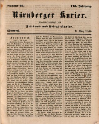 Nürnberger Kurier (Nürnberger Friedens- und Kriegs-Kurier) Mittwoch 6. März 1844