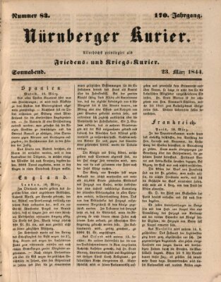 Nürnberger Kurier (Nürnberger Friedens- und Kriegs-Kurier) Samstag 23. März 1844