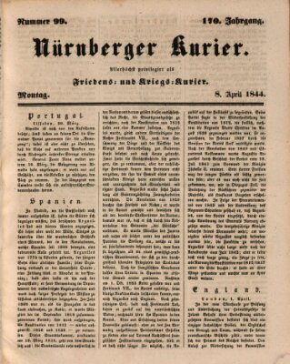 Nürnberger Kurier (Nürnberger Friedens- und Kriegs-Kurier) Montag 8. April 1844