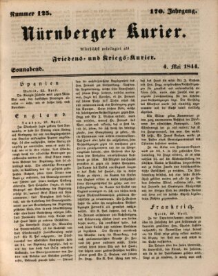 Nürnberger Kurier (Nürnberger Friedens- und Kriegs-Kurier) Samstag 4. Mai 1844