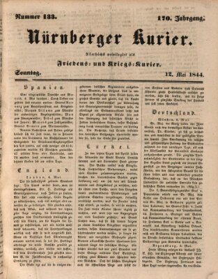 Nürnberger Kurier (Nürnberger Friedens- und Kriegs-Kurier) Sonntag 12. Mai 1844