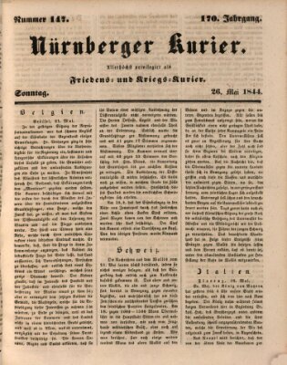 Nürnberger Kurier (Nürnberger Friedens- und Kriegs-Kurier) Sonntag 26. Mai 1844