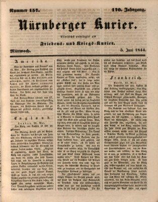 Nürnberger Kurier (Nürnberger Friedens- und Kriegs-Kurier) Mittwoch 5. Juni 1844