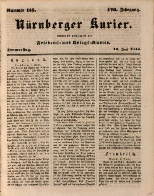 Nürnberger Kurier (Nürnberger Friedens- und Kriegs-Kurier) Donnerstag 13. Juni 1844