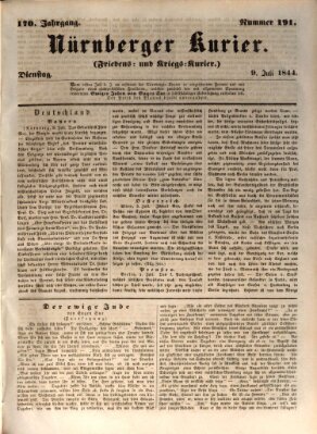 Nürnberger Kurier (Nürnberger Friedens- und Kriegs-Kurier) Dienstag 9. Juli 1844
