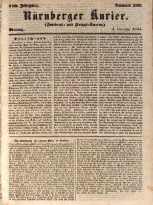 Nürnberger Kurier (Nürnberger Friedens- und Kriegs-Kurier) Montag 4. November 1844