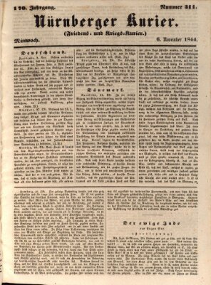 Nürnberger Kurier (Nürnberger Friedens- und Kriegs-Kurier) Mittwoch 6. November 1844