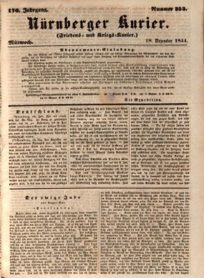 Nürnberger Kurier (Nürnberger Friedens- und Kriegs-Kurier) Mittwoch 18. Dezember 1844