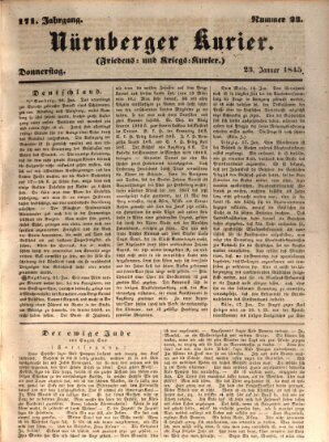 Nürnberger Kurier (Nürnberger Friedens- und Kriegs-Kurier) Donnerstag 23. Januar 1845